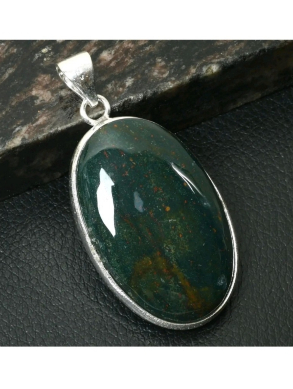 Bloodstone Gemstone Jewelry 925 Sterling Silver Handmade Pendant Necklace